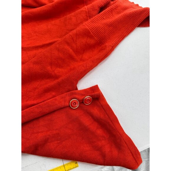 Cable & Gauge Coral Red 3/4 Sleeve Top XL Button Detail Dolman Holiday Sweater - Picture 5 of 7